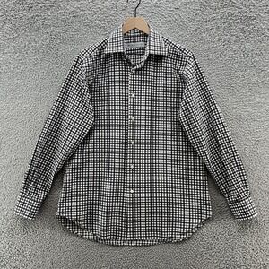 ETRO Shirt Men Large Blue Brown Check Lightweight Cotton Classic Italy Button Up